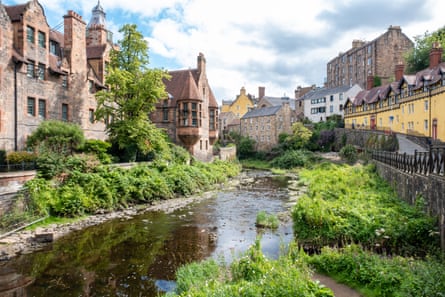 The Water of Leith, flowing through Dean Village in Edinburgh.