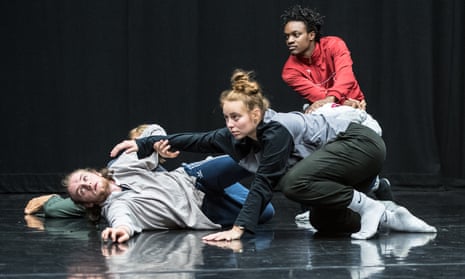 ‘How are the dreams and frustrations of younger generations going to be reflected?’ … Work from a choreographic summer school at Sadler’s Wells, with Anthony Matsena at rear.