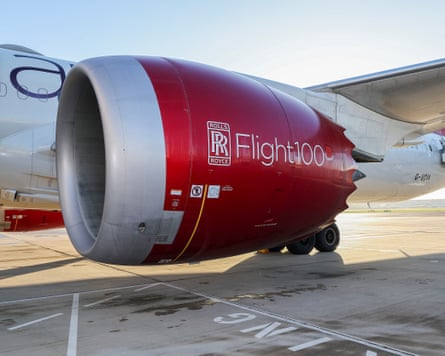 A close up of one of Virgin Atlantic Flight100’s engines