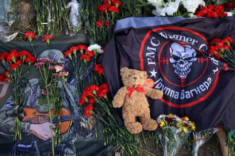 Floral tributes in St.Petersburg for Wagner’s Prigozhin believed killed in plane crashA view shows flags and a teddy bear at a makeshift memorial near former PMC Wagner Centre, associated with the founder of the Wagner Group, Yevgeny Prigozhin, in Saint Petersburg, Russia August 24, 2023.