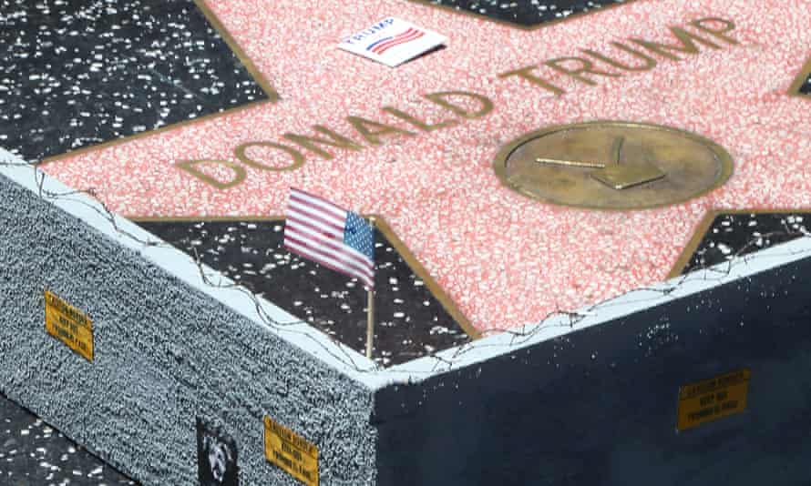 The wall built around Trump’s star in July.