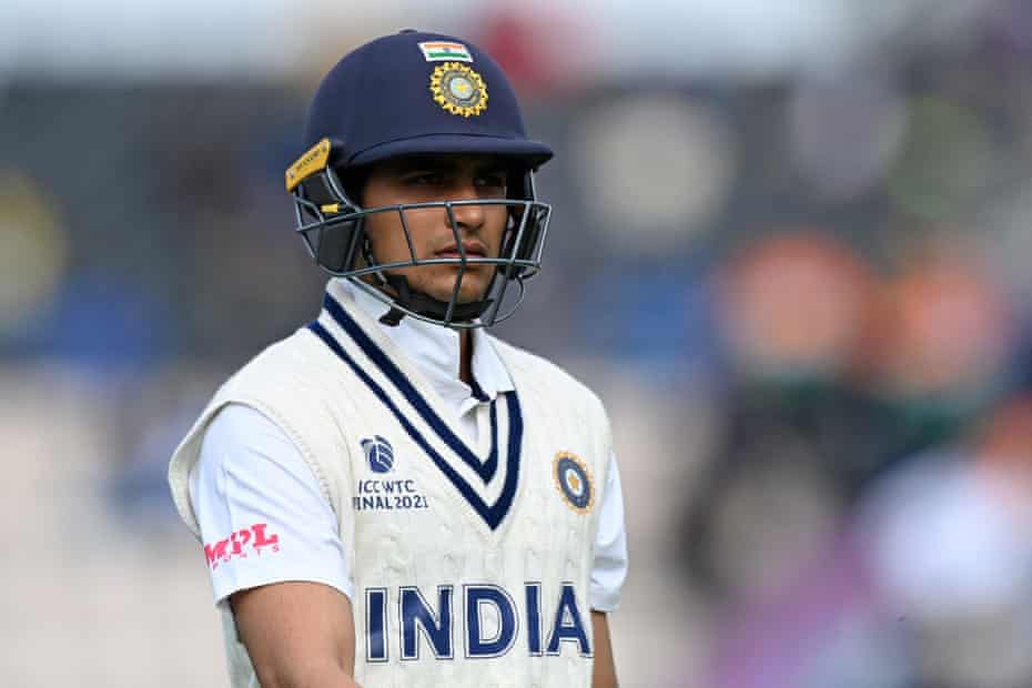 Shubman Gill walks back to the pavilion after losing his wicket against New Zealand in the World Test Championship final.