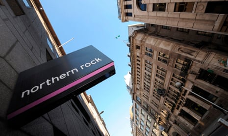 A sign for a Northern Rock bank on the wall of a branch in the City of London