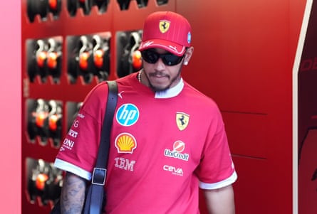 Ferrari’s Lewis Hamilton arrives at the Hungaroring in Budapest