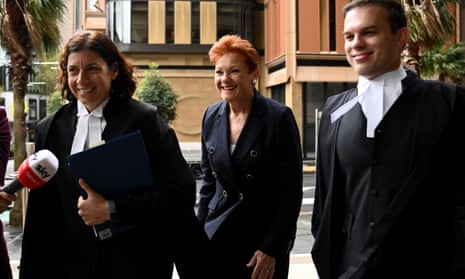 Pauline Hanson outside court earlier this week.
