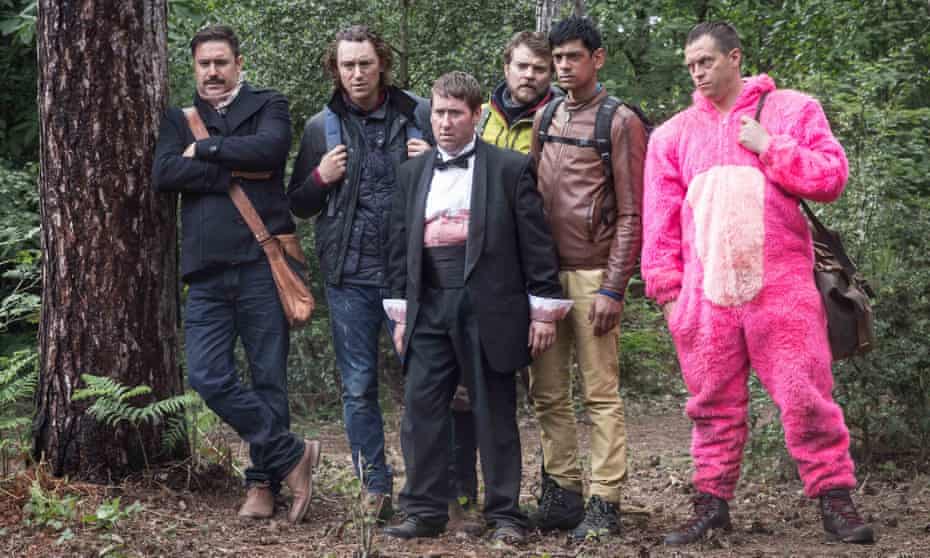 Into the woods: the cast of Stag (l-r) Rufus Jones, JJ Feild, Jim Howick, Pilou Asbæk, Amit Shah and Stephen Campbell Moore . 