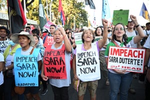 Manila, PhilippinesProtesters in front of the House of Representatives, as members of congress voted to impeach vice president, Sara Duterte, who has fallen out with the country’s leader, paving the way for a senate trial that could see her removed from office