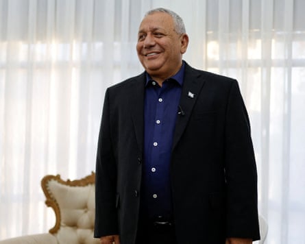 Gadi Eisenkot in a dark blue shirt and black jacket