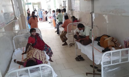 Patients waiting for treatment at the district government hospital