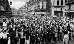 Protesters march through central Paris in May ‘68.,