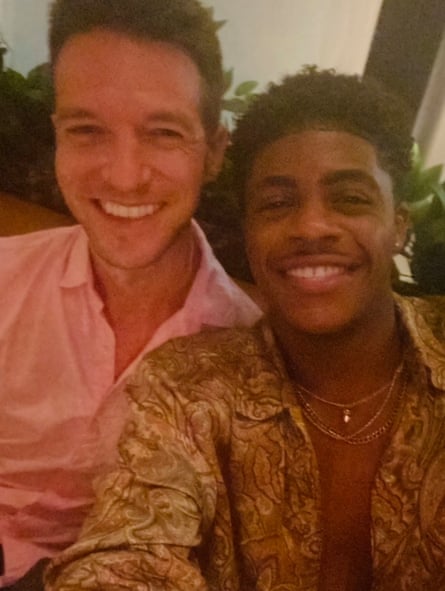 Blind daters Robbie (left) and Aaron in a selfie