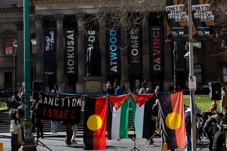 A Free Palestine rally at the State Library of Victoria in Melbourne