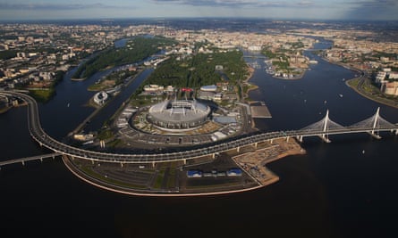 Aeriel view of St Petersburg Stadium.