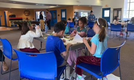 Kids gather at the YMCA location in Pasadena amid the fires in January 2025.