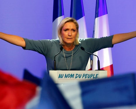 Marine Le Pen, French National Front (FN) political party leader, gestures during an FN political rally in Frejus, France, September 18, 2016. REUTERS/Jean-Paul Pelissier/File Photo