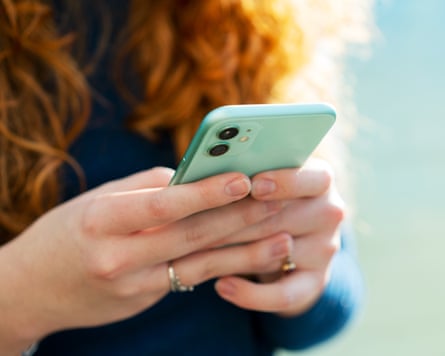 Closeup of a woman using a smartphone