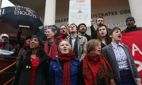 Members of the ‘Plane Stupid’ group gather on the steps outside Willesden youth magistrates court in January. 
