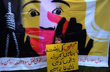 A protester in Lahore at a demonstration