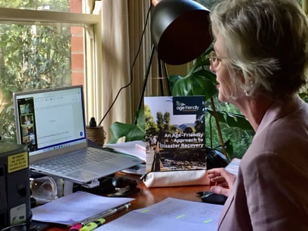 The independent member for Indi, Helen Haines, holds a Zoom conference during the coronavirus outbreak.