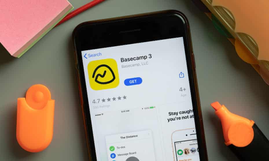 The basecamp app: the firm recently lost a third of its workforce over a new mission statement.