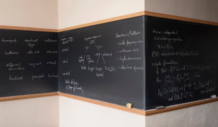 The blackboard of David Damanik, Rice University.