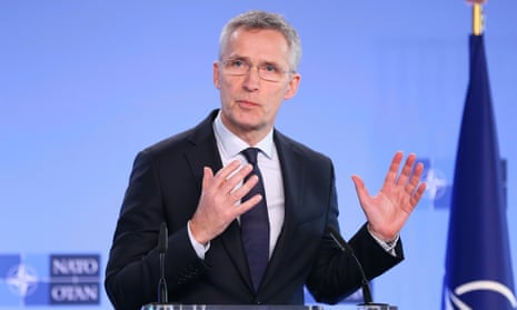 Nato’s secretary general Jens Stoltenberg speaks during an extraordinary meeting on Syria in Brussels.