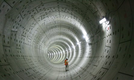 A Delhi Metro tunnel under construction in 2009.