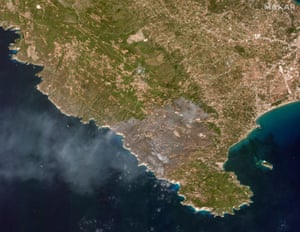 A portion of the south-west of the island appears completely scorched.