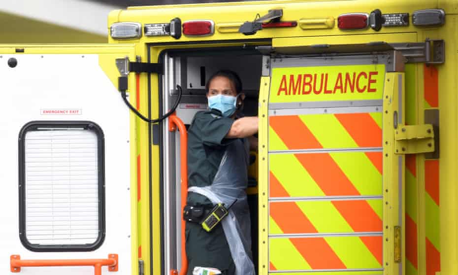 London ambulance service staff at Northwick Park hospital, London. 