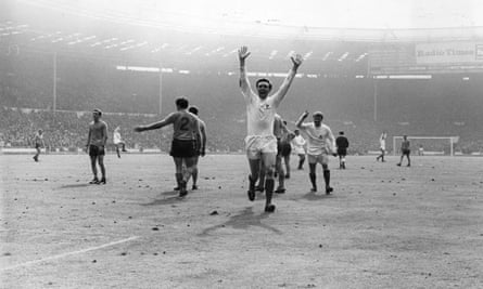 Jeff Astle celebrates after scoring the Jeff Astle celebrates winning goal for West Bromwich Albion against Everton in the 1968 FA Cup final at Wembley
