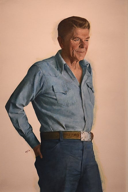 An oil painting of Ronald Reagan by Aaron Shikler