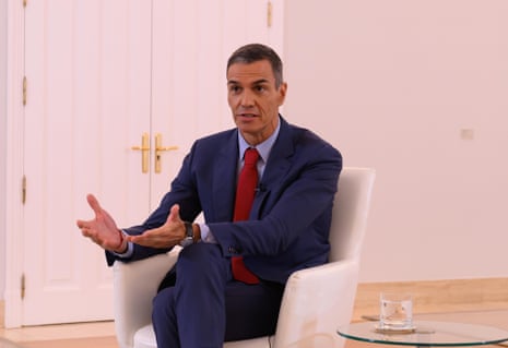 Spanish prime minister Pedro Sánchez interviewed at the Moncloa Palace in Madrid, Spain, on Tuesday.