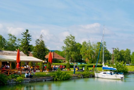 Lakeside next to the pier on Lake Balaton.