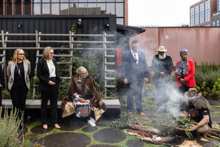 Victorian Premier Jacinta Allan during a smoking ceremony ahead of the Yoorrook Justice Commission in Melbourne, Victoria, Australia, 29 April 2024.