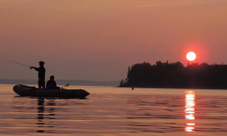 Fishing at dusk at Hackett's Cove, Nova Scotia.