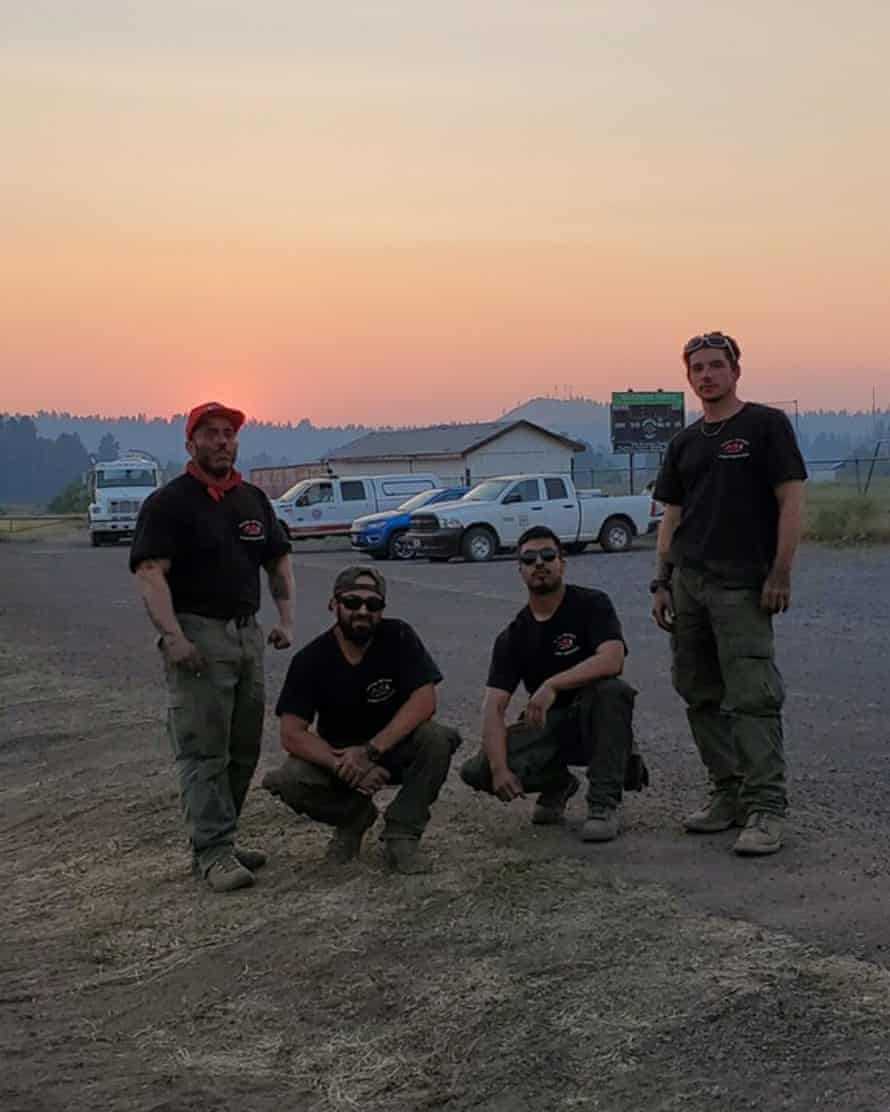 Photo of Montoya (on the far left) with other crew members.