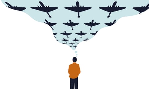 illustration of person imagining invading planes