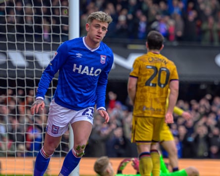 Sam Szmodics after scoring Ipswich’s third goal against his former club Blackburn