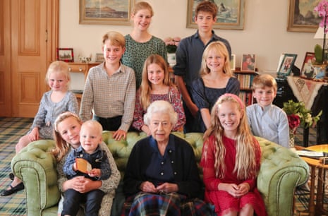Queen Elizabeth II with some of her grandchildren and great-grandchildren