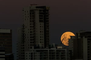 The super blue blood moon rises over Perth, western Australia