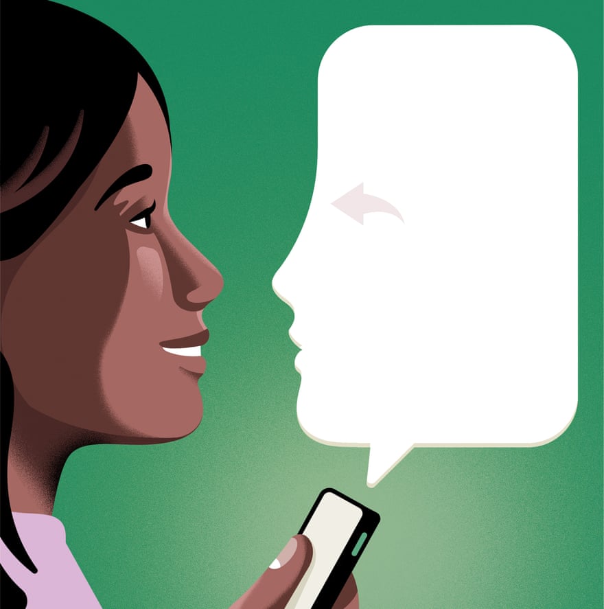 Woman talking to an empty face