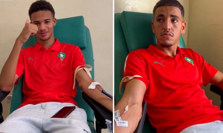Morocco's national football team donate blood after earthquake – video