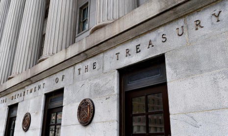 The US treasury department in Washington DC. US government agencies, including the treasury and commerce departments, were among dozens of high-value targets.