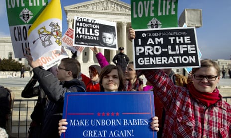 Anti-abortion activists protest outside the US supreme court
