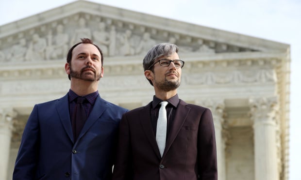 David Mullins and Charlie Craig at the supreme court in Washington DC on 5 December 2017.