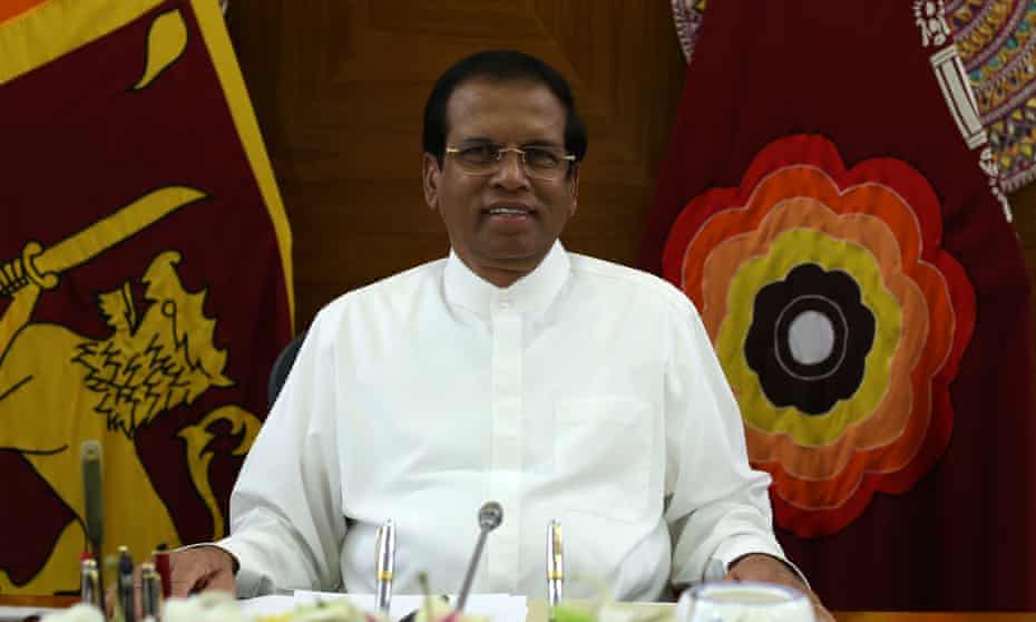 Sri Lankan president Maithripala Sirisena at his official residence in Sri Lanka.