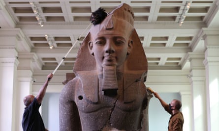 King Ramesses II in the Egyptian sculpture gallery of the British Museum, London, in 2020.