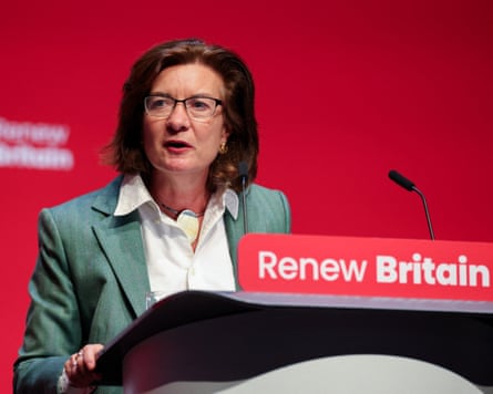 Eluned Morgan gives her speech at Labour party conference in Liverpool