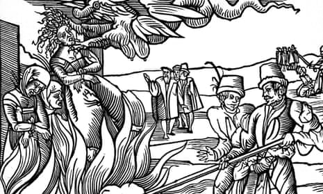 A contemporary engraving shows the burning of three alleged witches in Derenburg, Germany
