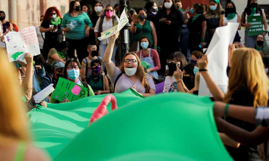 Mexican activists celebrate the decision of the supreme court decriminalizing abortion in 2021.